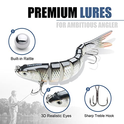 TRUSCEND Fishing Lures for Bass Trout Multi Jointed Swimbaits Slow...