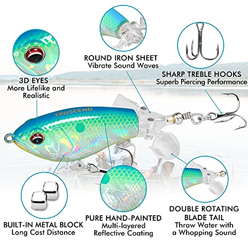 TRUSCEND Top Water Fishing Lures with BKK Hooks, Whopper Fishing L...