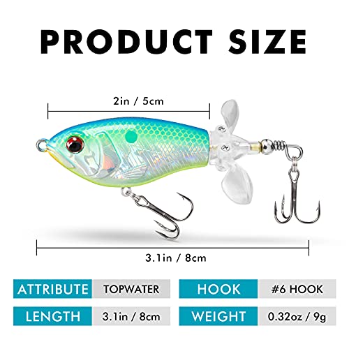 TRUSCEND Top Water Fishing Lures with BKK Hooks, Whopper Fishing L...