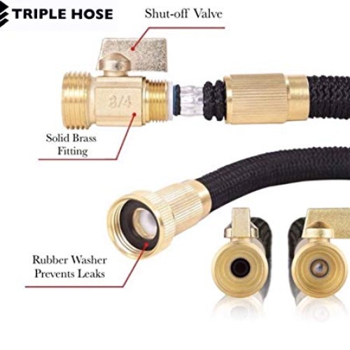 Triple Hose Garden Hose, Durable Expandable Hose Triple Layer Late...