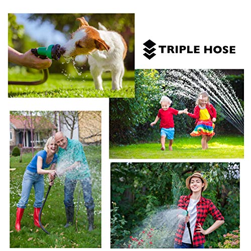 Triple Hose Garden Hose, Durable Expandable Hose Triple Layer Late...