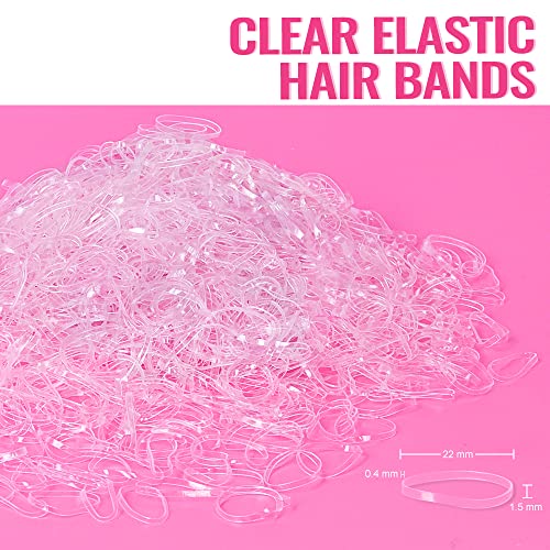 TsMADDTs 1000pcs Clear Small Rubber Elastics with Hair Loop Stylin...