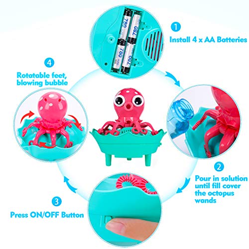 Bubble Machine Octopus Bubble Blower for Kids Toddlers, Automatic ...