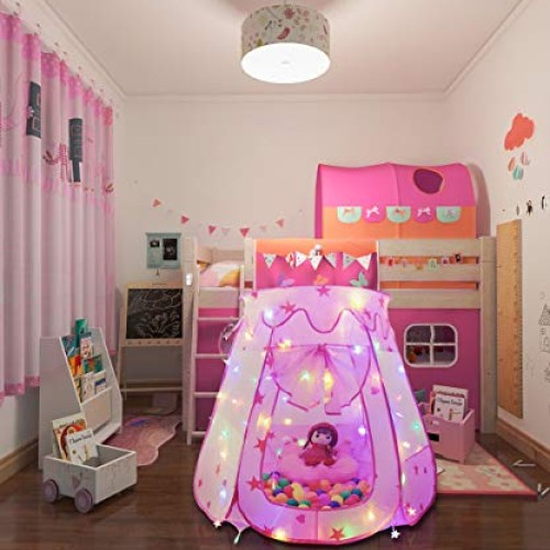 TTLOJ Pop Up Princess Tent with Star Light Ball Pit for Girls Boys...