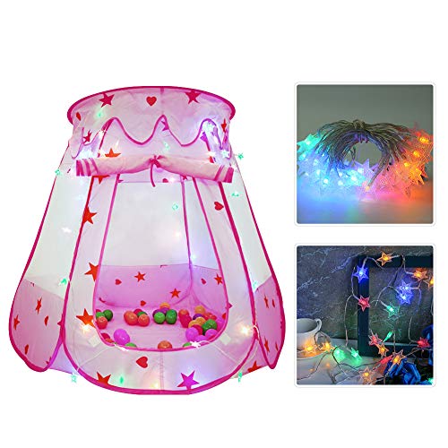 TTLOJ Pop Up Princess Tent with Star Light Ball Pit for Girls Boys...