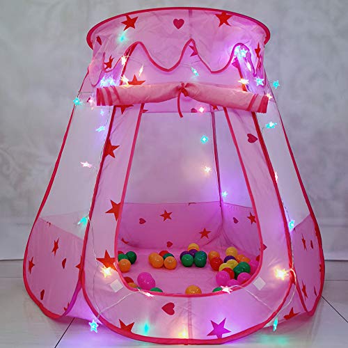 TTLOJ Pop Up Princess Tent with Star Light Ball Pit for Girls Boys...