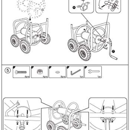 TTY Store Best Patio Lawn Garden Hose Reel Cart with Wheels for Ou...