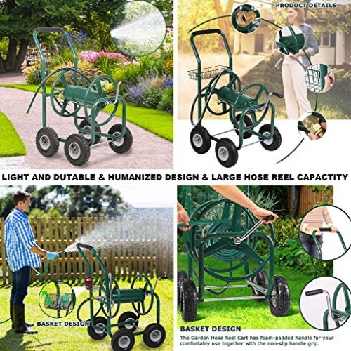 TTY Store Best Patio Lawn Garden Hose Reel Cart with Wheels for Ou...