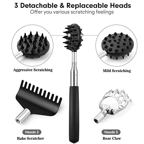 TUKUOS Telescoping Back Scratcher with 3Pcs Detachable Scratching ...