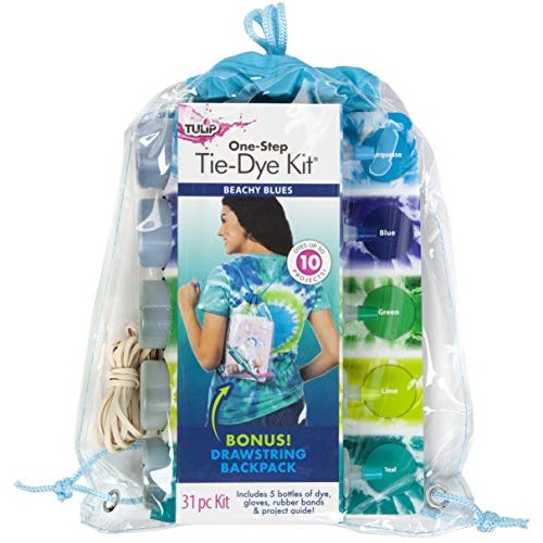 Tulip One-Step Tie Dye Backpack Kit Beachy Blues, 31pc, Party and ...