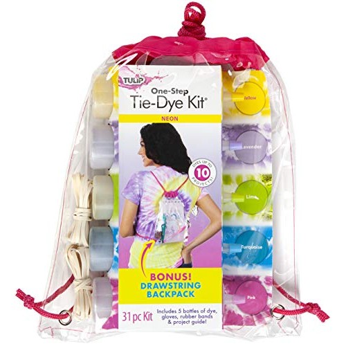 Tulip One-Step Tie Dye Backpack Kit Neon, 31pc, Party and Craft Su...