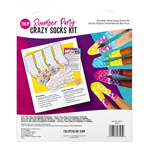 Tulip One-Step Tie-Dye Kit Slumber Crazy Kit, 4 Pairs of Socks, Su...