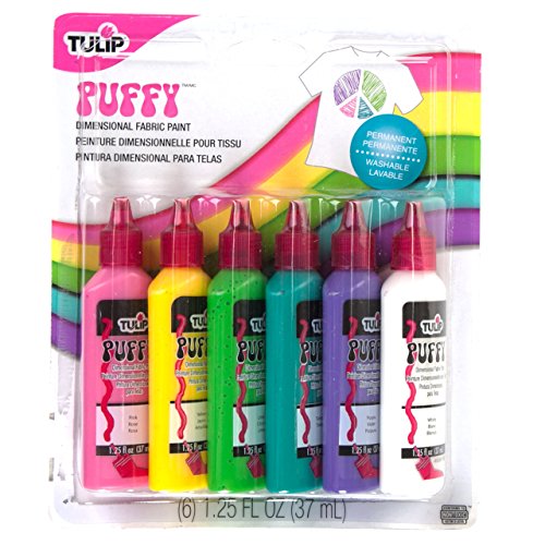 Tulip 17581 Dimensional Metallic Fabric Paint, 6-Pack Puffy