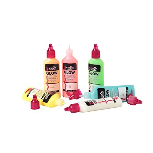 Tulip 29025 Dimensional Glow Fabric Paint, 6-Pack