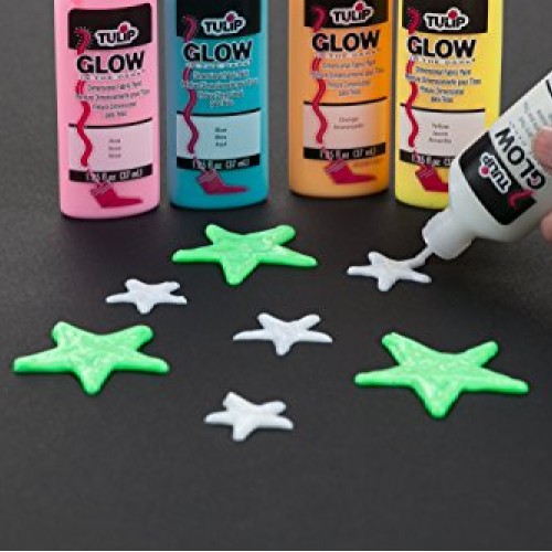 Tulip 29025 Dimensional Glow Fabric Paint, 6-Pack