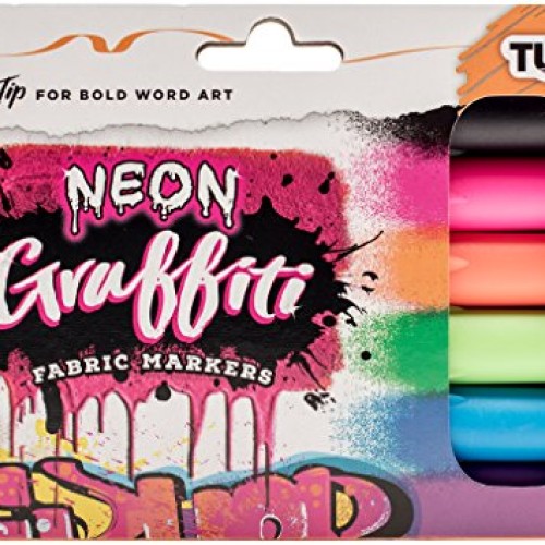 Tulip Graffiti Fabric Markers Chisel Tip 6pk, Neon, Premium Qualit...