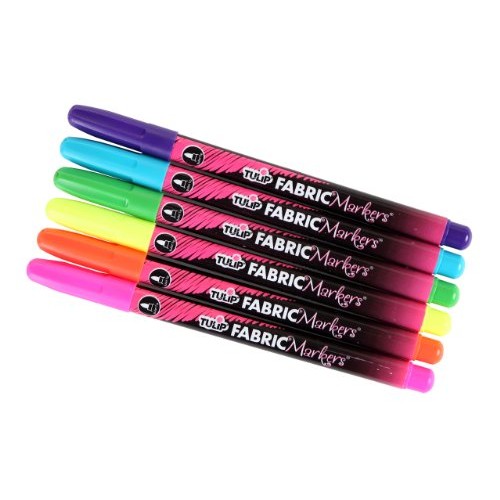 Tulip Permanent Nontoxic Fabric Markers Neon 6 Pack - Large Bullet...