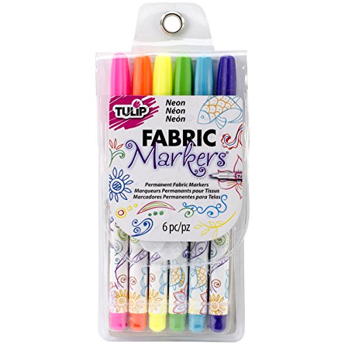 Tulip Permanent Nontoxic Fabric Markers Neon 6 Pack - Large Bullet...