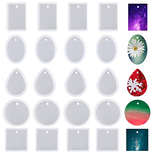 20pcs / 4 Sets Jewelry Casting Molds, Silicone Pendant Resin Mould...
