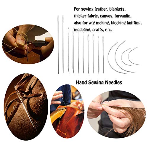 Set of 20 Hand Sewing Needles + Upholstery Thread + Sewing Thimble...