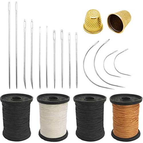 Set of 20 Hand Sewing Needles + Upholstery Thread + Sewing Thimble...