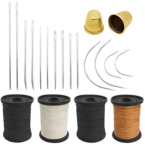 Set of 20 Hand Sewing Needles + Upholstery Thread + Sewing Thimble...