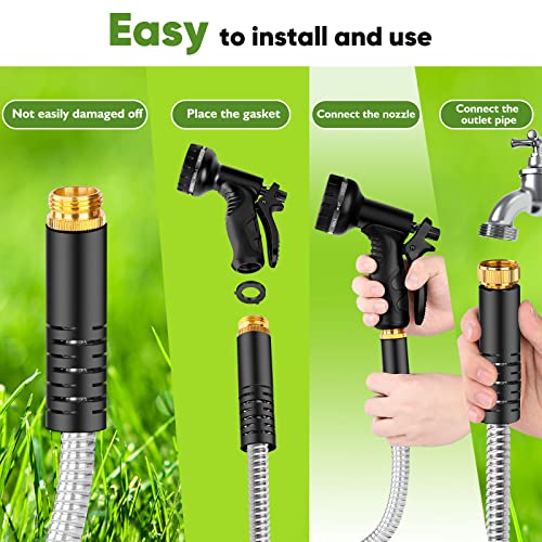 Tuzoc Metal Garden Hose 100FT, Stainless Steel Heavy Duty Water Ho...