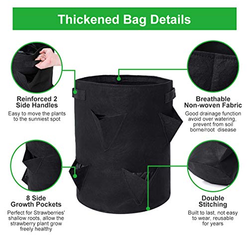 Tvird Strawberry Planting Bags 2 Pack 10 Gallon Planting Pouch Fab...