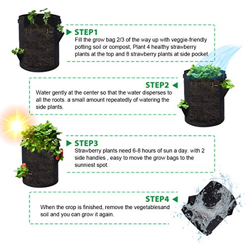 Tvird Strawberry Planting Bags 2 Pack 10 Gallon Planting Pouch Fab...