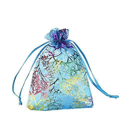 Coralline Pattern Drawstring Organza Jewelry Pouches Wedding Favor...