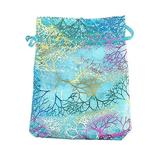 Coralline Pattern Drawstring Organza Jewelry Pouches Wedding Favor...