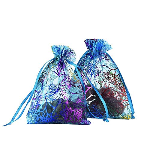 Coralline Pattern Drawstring Organza Jewelry Pouches Wedding Favor...