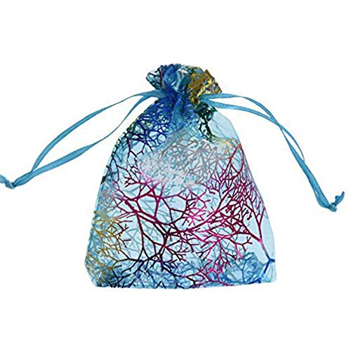 Coralline Pattern Drawstring Organza Jewelry Pouches Wedding Favor...
