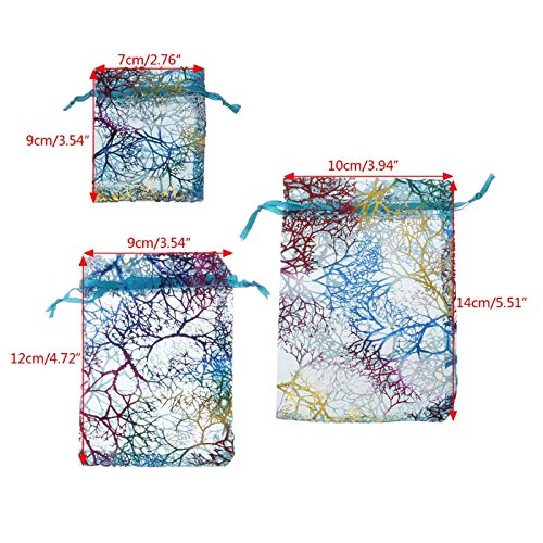 Tvoip 100Pcs Coral Pattern Organza Drawstring Pouches Jewelry Pack...