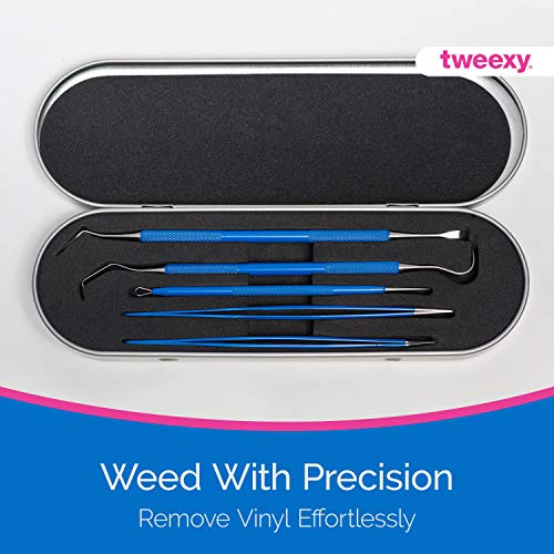 tweexy Craft Vinyl Weeding Tool Kit, 5-Piece Set with Metal Case, ...