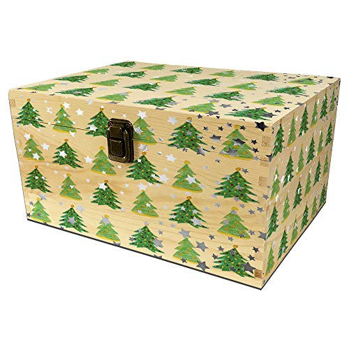 Large Unfinished Wood Box with Hinged Lid and Front Clasp for Arts...
