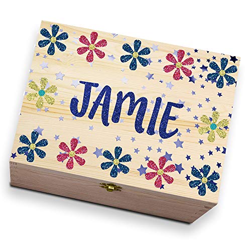 Large Unfinished Wood Box with Hinged Lid and Front Clasp for Arts...