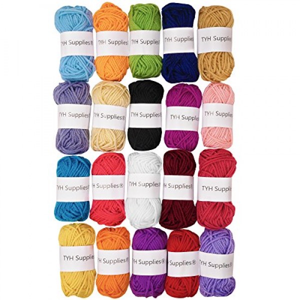 TYH Supplies 20-Pack 22 Yard Acrylic Yarn Assorted Colors Skeins -...