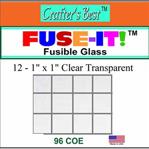 Fuse-IT! Pre-Cut Fusible Clear Transparent Glass 1-inch Squares, 9...