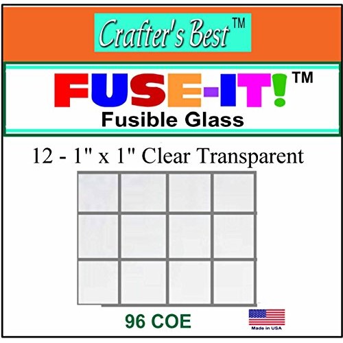 Fuse-IT! Pre-Cut Fusible Clear Transparent Glass 1-inch Squares, 9...