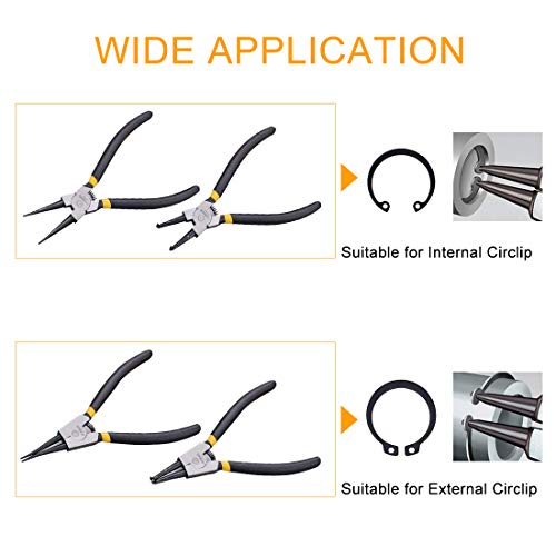 4 PCS 7-Inch Snap Ring Pliers Set Internal/External Circlip Pliers...