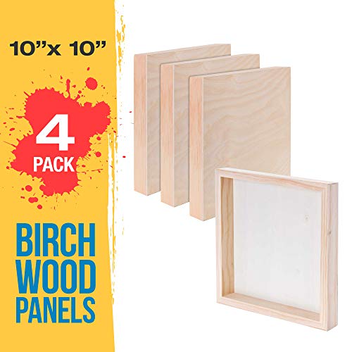 U.S. Art Supply 10 x 10 Birch Wood Paint Pouring Panel Boards, G...