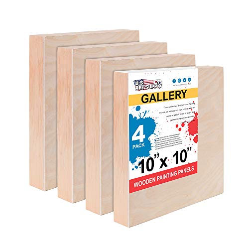 U.S. Art Supply 10 x 10 Birch Wood Paint Pouring Panel Boards, G...