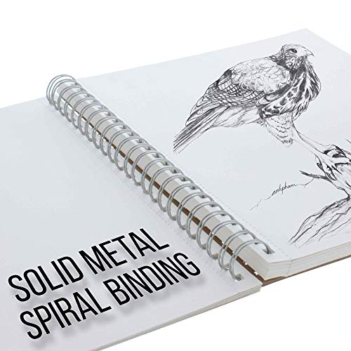 U.S. Art Supply 11 x 14 Side Spiral Bound - 60lb Sketch Drawing ...