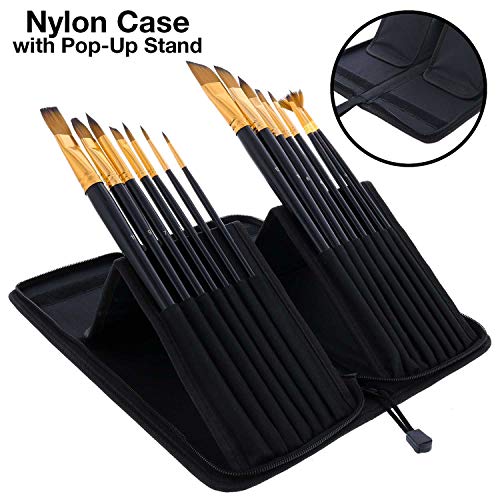 U.S. Art Supply 15 Piece Artist Long Handle Synthetic Paint Brush ...