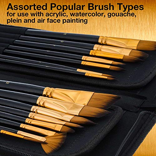 U.S. Art Supply 15 Piece Artist Long Handle Synthetic Paint Brush ...