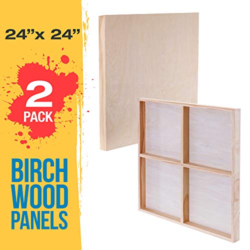 U.S. Art Supply 24 x 24 Birch Wood Paint Pouring Panel Boards, G...