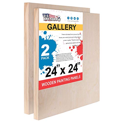 U.S. Art Supply 24 x 24 Birch Wood Paint Pouring Panel Boards, G...