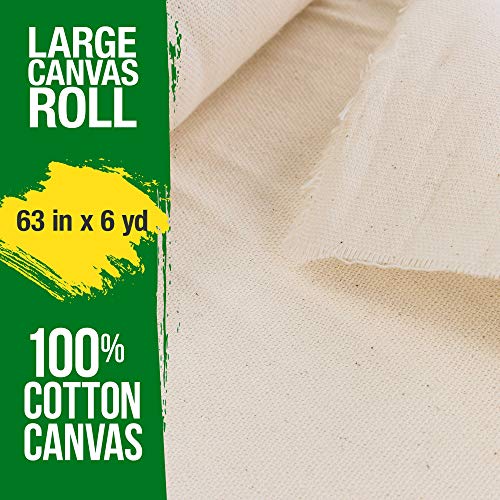 U.S. Art Supply 63 Wide x 6 Yard Long Canvas Roll - 100% Cotton 1...