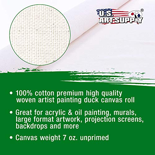 U.S. Art Supply 63 Wide x 6 Yard Long Canvas Roll - 100% Cotton 1...